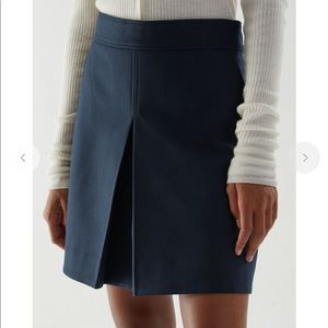 COS Pleated Wool-Cashmere Mini Skirt in Navy
